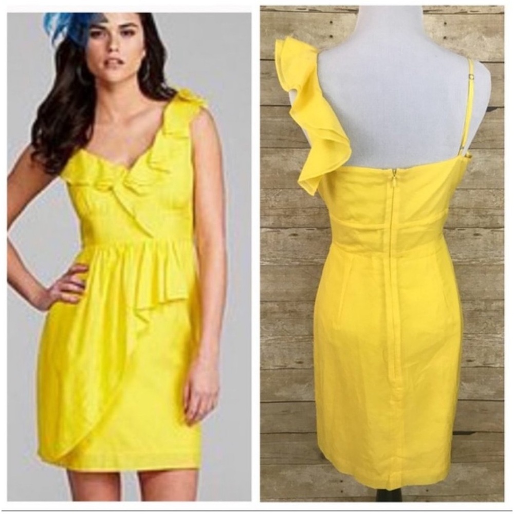 Gianni Bini Lucia Marigold Yellow Ruffle Short Dress size 6